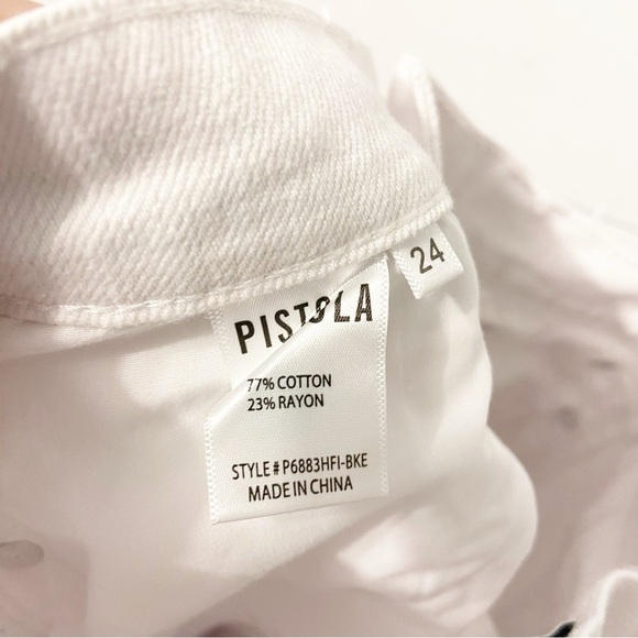 Pistola | High Rise White Copped Distressed Hem Jeans Size 24 - Picture 4 of 14